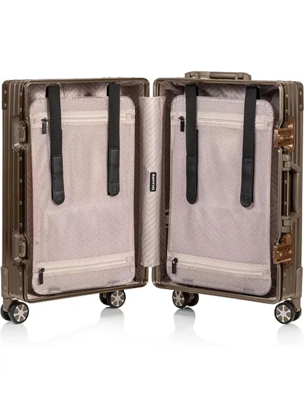 Champs 🔥Elite Hardside Carry-on Luggage Metallic Hard-Shell Spinner suitcase